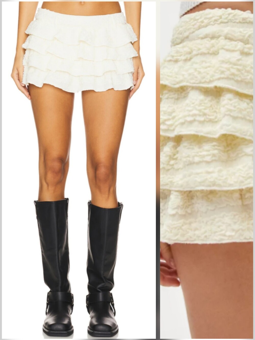 Nwt Lioness Match Point Mini Skort In Porcelain Layered Lacy Ruffle Flirty
